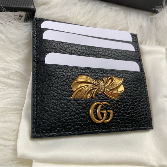 NEW GUCCI Leather Card Case With Bow - Picture 8 of 9